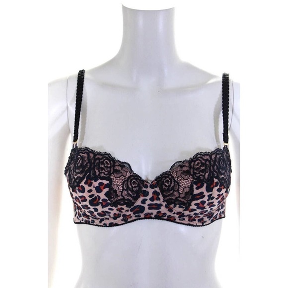 Stella McCartney Lace Balconette Bra Bikini Set Pink Black 34B Small - Picture 8 of 15